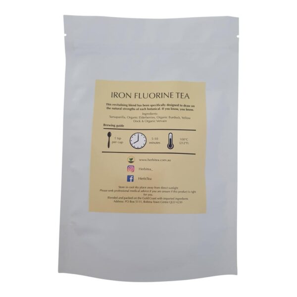 HerbiTea Iron Fluorine Tea Rear 100g low-res