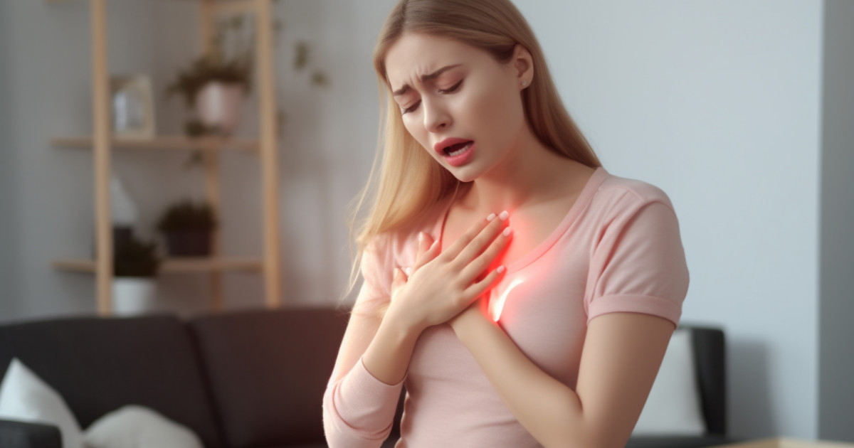 valerian essential oil side effects - girl having palpitations and having difficulty in breathing